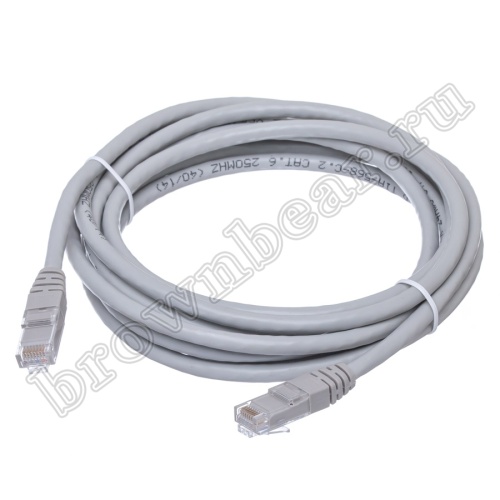 Патч-корд UTP RJ-45, категория 6, литой, 3 метра, серый 