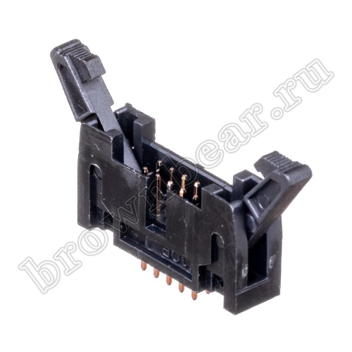 Разъем IDC 2х5 вилка на плату, шаг 2.54мм, с защелками SCM-10 фото 6