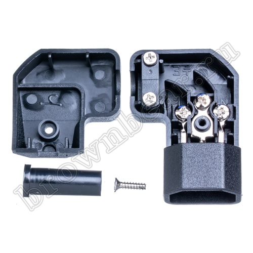 Разъем питания IEC C14, вилка на кабель разборная, прямой угол, тип 2, 10A фото 6