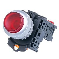 Кнопка управления выступающая, с подсветкой, с фиксацией, d 30 мм, НЗ, красная TN2IA2RN-1B