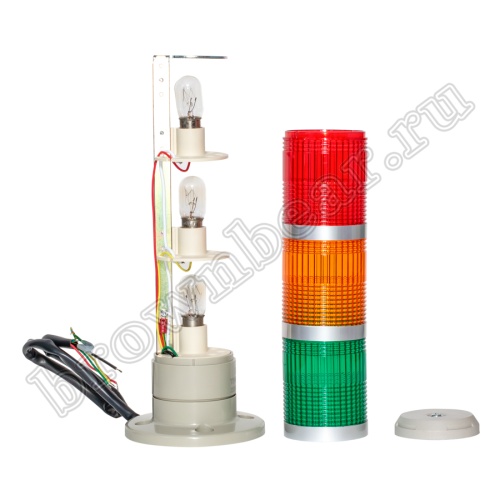 Cветосигнальная колонна (маячок) 3-х секционная, 220В, d 60 мм, красный, желтый, зеленый фото 5