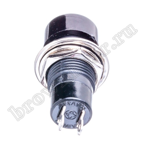 Кнопка с фиксацией, 14 мм круглая на блок, НР, 220В, черная PSW-2F-B фото 4