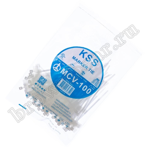 Стяжка (хомут) нейлоновая 100 x 2.5мм с маркировочной площадкой, белая, упаковка 100 шт. MCV-100 фото 4