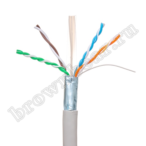 Кабель Витая пара, 4 пары, медный, 6 категория, экранированный, серый, PCnet, бухта 305м PCnet