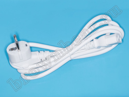 Кабель (шнур) питания 220В IEC320, CEE7/7 - C13, прямой, белый, 10А (3x0.75мм²), 1.8 метра фото 2