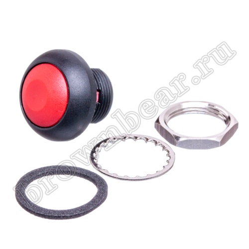 Кнопка влагозащищенная IP67 без фиксации, 12мм круглая на блок, НР, красная PSW-7-R фото 6