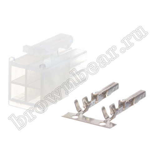 Разъем питания Mini-Fit 4 контакта, гнездо на кабель, шаг 4.2мм MF-4F/2 фото 2