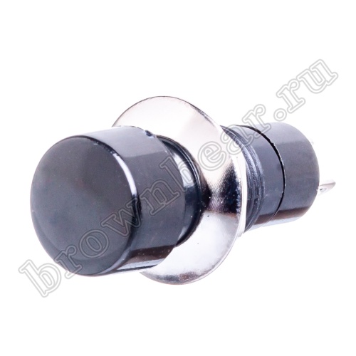 Кнопка с фиксацией, 14 мм круглая на блок, НР, 220В, черная PSW-2F-B