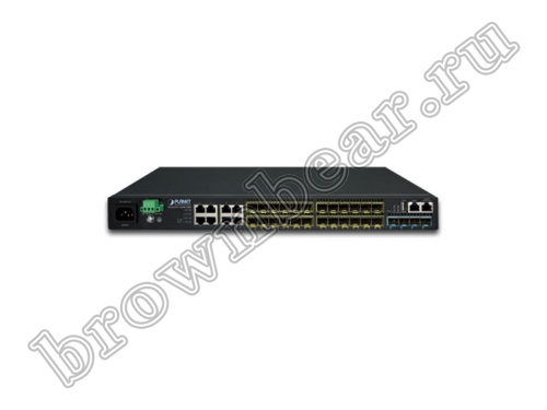 SGS-6341-16S8C4XR Управляемый L3 стекируемый коммутатор Planet, 16 портов SFP 100/1000Мбит/с, 8 портов TP/SFP 1000Мбит/с, 4 порта SFP+ 10Гб/с, с резервным питанием фото 2