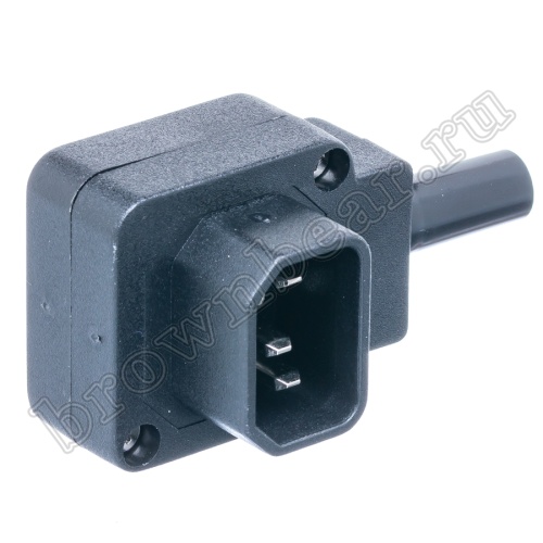 Разъем питания IEC C14 разборный, вилка на кабель, угловой, 10A фото 2