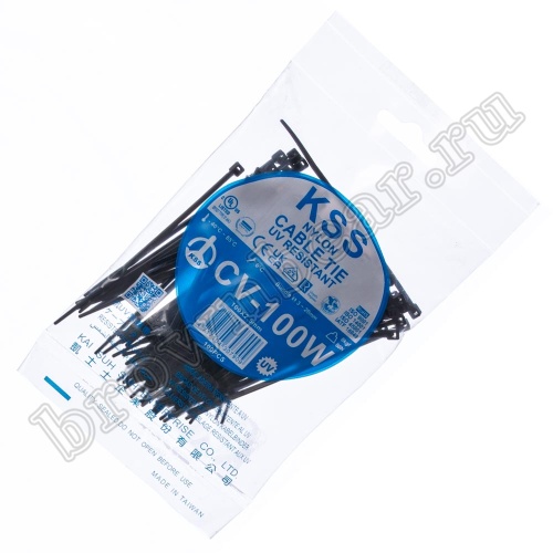 Стяжка (хомут) нейлоновая 100 x 2.5 мм, UV защита, черная, упаковка 100 шт. CV-100-W фото 5