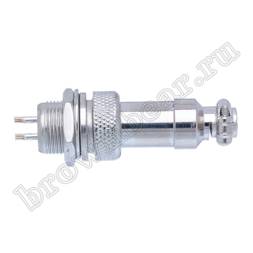 Разъем GX12 (M12) 2 контакта, розетка на кабель + вилка на блок, комплект AC-M12-2 фото 6