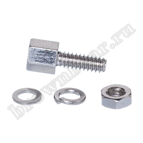 Винт шестигранный L=8мм для разъемов D-SUB, с внутренней резьбой 4-40 UNC, в комплекте гайка-шайба-гровер, упаковка 100 шт. SCR-10/CA-0230 фото 7