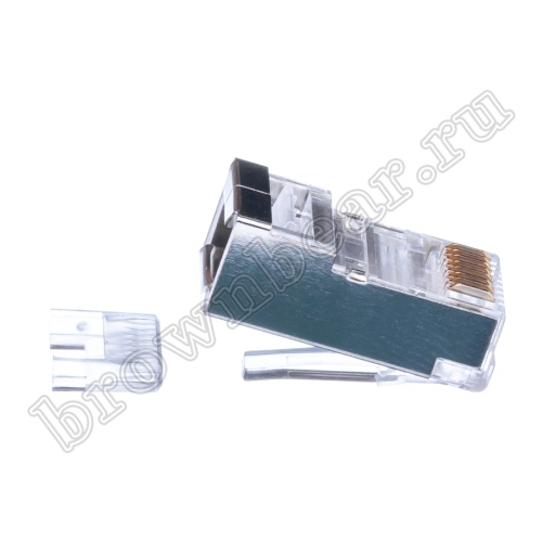 Разъём RJ-45 (8P8C) со вставкой, вилка под экранированную одножильную витую пару TPS5-8P8C-S фото 2