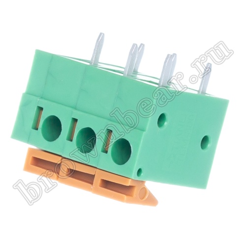 Клеммник нажимной на плату, 3 контакта, 5.08 мм, угловой TB-05B фото 6