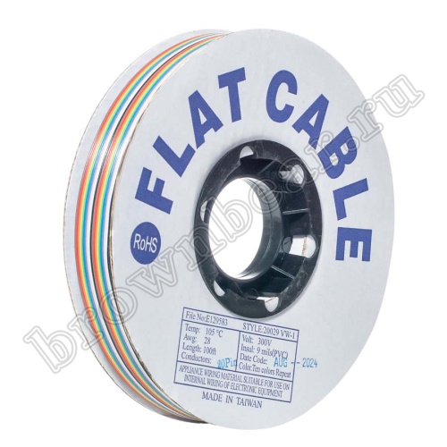 Кабель плоский, шлейф 20 проводников, шаг 1.27 мм, цветной фото 3
