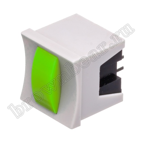 Кнопка мини без фиксации, зеленая в сером корпусе PSM2-0-E-G  