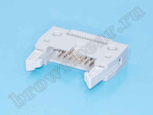 Разъем IDC 2х7 вилка на плоский кабель, шаг 2.54мм, с защелками IDCC-14