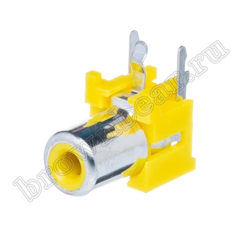 Разъем RCA-тюльпан, гнездо на плату, желтый RP-4-Y