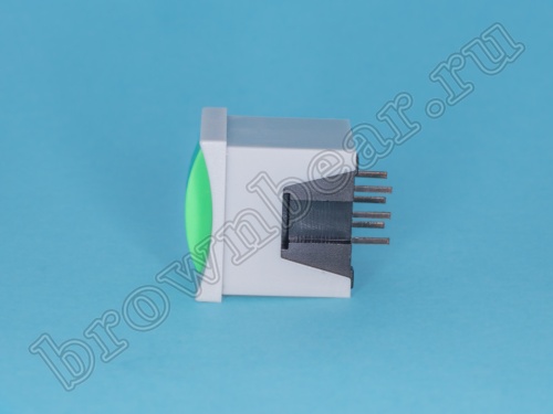 Кнопка мини без фиксации, зеленая в сером корпусе PSM2-0-E-G   фото 5