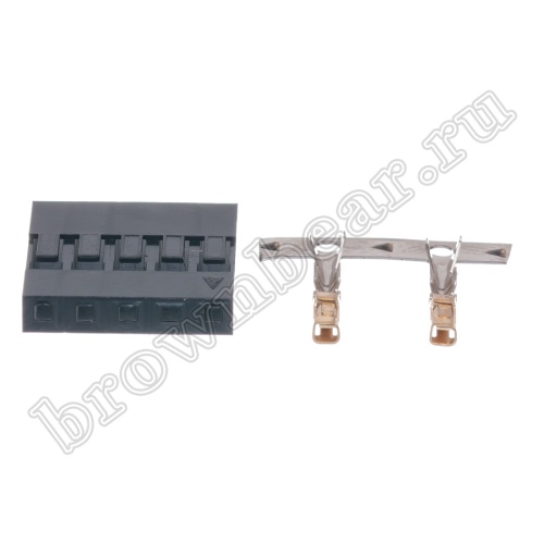 Разъем 1х5 гнездо на кабель, шаг 2.54мм, с контактами фото 2