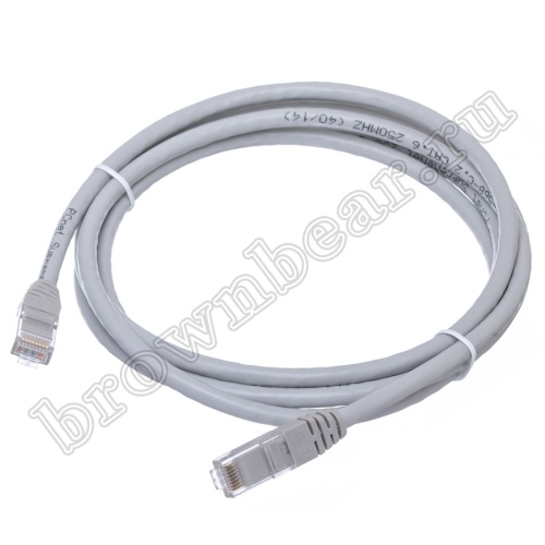 Патч-корд UTP RJ-45, категория 6, литой, 2 метра, серый 