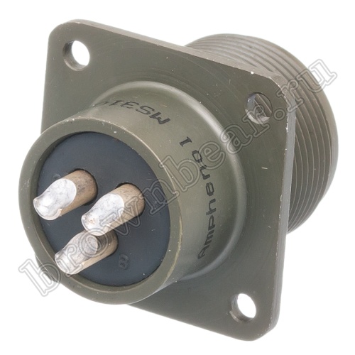 Разъём Amphenol серии MS, 3 контакта, розетка на блок, тип 16, резьбовой MS3102E-16-10S фото 4