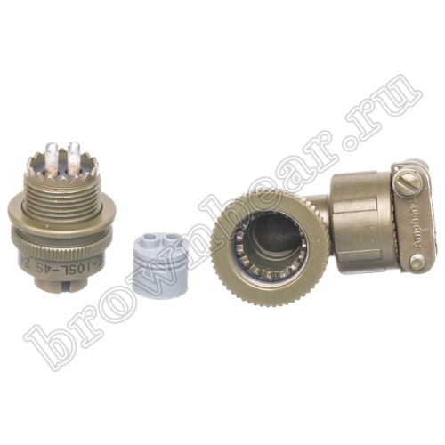 Разъём Amphenol серии MS, 2 контакта, розетка на кабель, тип 10SL, резьбовой прямой угол MS3108E-10SL-4S фото 2