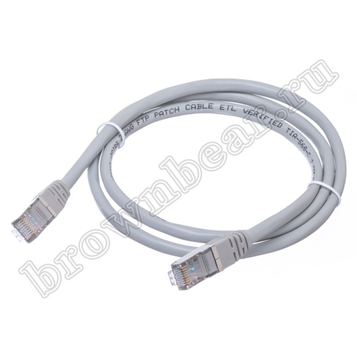 Патч-корд FTP RJ-45, категория 5e, экранированный, литой, 1 метр, серый 