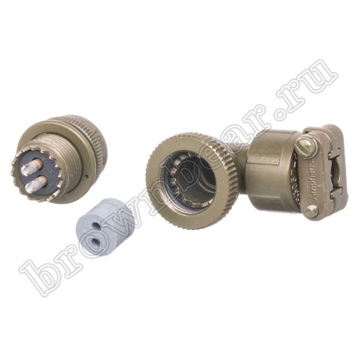 Разъём Amphenol серии MS, 2 контакта, розетка на кабель, тип 10SL, резьбовой прямой угол MS3108E-10SL-4S фото 3