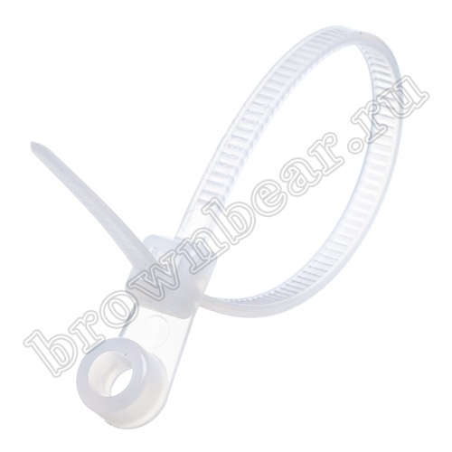 Стяжка (хомут) нейлоновая 100 x 2.5 мм с крепежным отверстием, белая, упаковка 100 шт. TCV-100