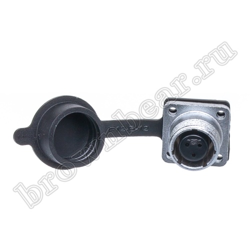 Разъём М14 3 контакта розетка на блок, квадратный фланец фото 2