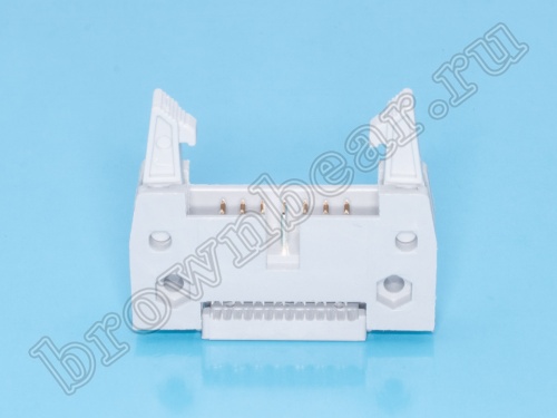 Разъем IDC 2х7 вилка на плоский кабель, шаг 2.54мм, с защелками IDCC-14 фото 5
