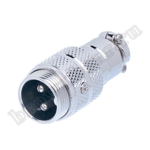 Разъем GX16 (M16) 2 контакта вилка на кабель, наружная резьба AC-M16-2MA