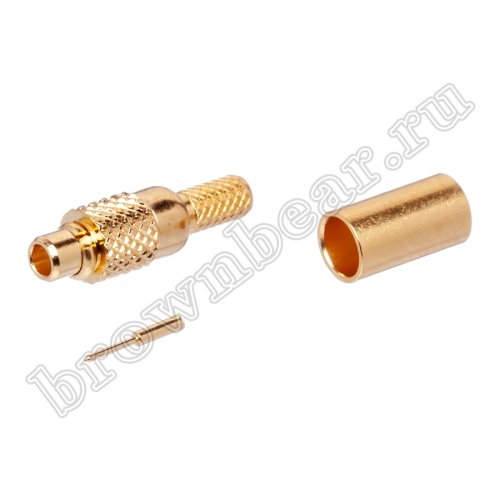 Разъем MMCX штекер на кабель RG-174,188,316, обжимной, Amphenol, MMCX1121A1-3GT30G-316U-50 MMCX-C174P фото 2