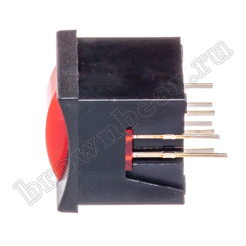 Кнопка мини с фиксацией, красная в черном корпусе с красным индикатором PSM2-1-R-B-R   фото 3