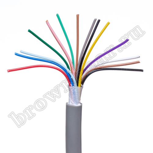 Кабель сигнальный коммуникационный 15 проводов, 28AWG, бухта 50м, неэкранированный, серый -