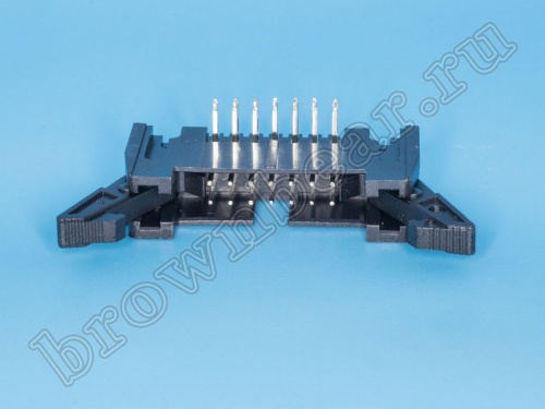 Разъем IDC 2х7 вилка на плату, шаг 2.54мм, с защелками, прямой угол SCM-14R фото 4