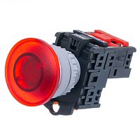 Кнопка управления грибок, с подсветкой, без фиксации, d 38 мм, НЗ, красная TN2IM2RN-1B