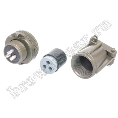 Разъём Amphenol серии MS, 3 контакта, вилка на кабель, тип 14S, резьбовой MS3106E-14S-7P фото 5