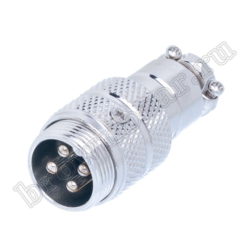 Разъем GX16 (M16) 4 контакта вилка на кабель, наружная резьба AC-M16-4MA