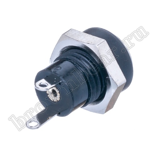 Разъем питания штырьковый DC гнездо 2.1 х 5.5 мм, на приборный блок, под гайку, мини DJK-08A фото 2