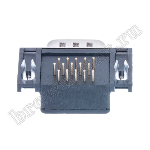 Разъем D-SUB  15 контактов высокой плотности, вилка на плату, прямой угол DHR-15M фото 4