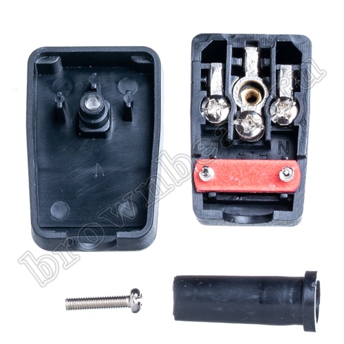 Разъем питания IEC C13, розетка на кабель разборная, прямой угол, 10A фото 2