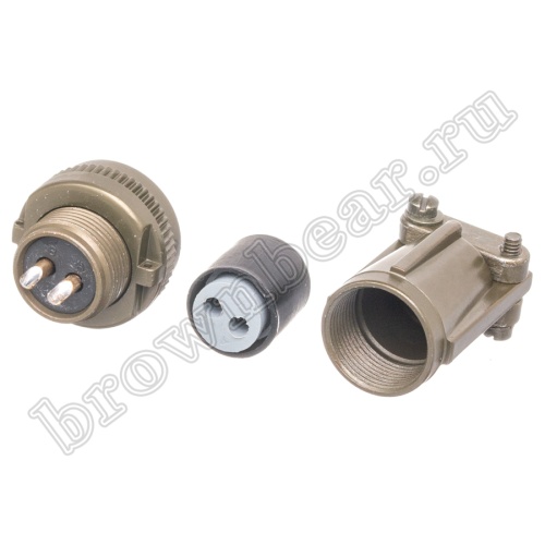 Разъём Amphenol серии MS, 2 контакта, розетка на кабель, тип 12S, резьбовой MS3106E-12S-3S фото 5