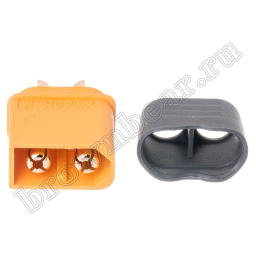 Разъем питания XT60 для АКБ, 2 контакта, штекер на кабель с кожухом XT60H-M.G.Y фото 2