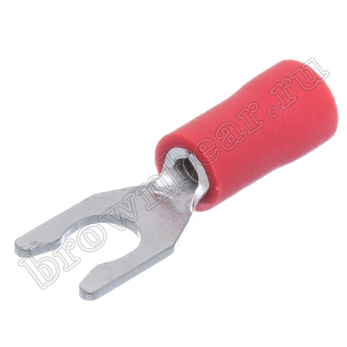 Клемма вилочная обжимная тип "U" 3.7 мм на провод 0.5 - 1.5 мм² с защелкой, изолированная, кратно 100шт. TYLI-1.25-3