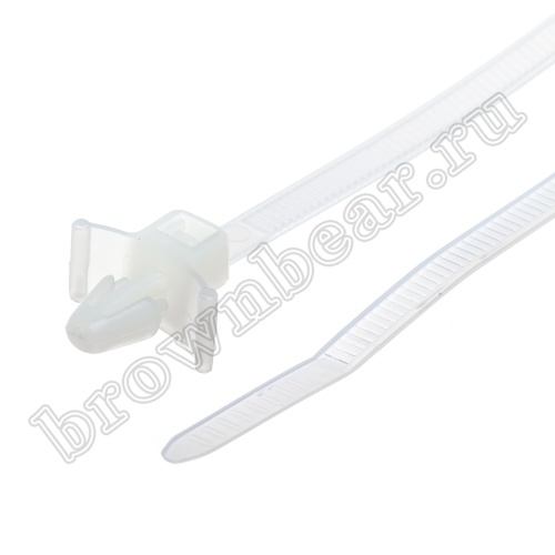 Стяжка (хомут) нейлоновая 130 x 4.8 мм с крепежным пистоном, белая, упаковка 100 шт. PWV-130 фото 4
