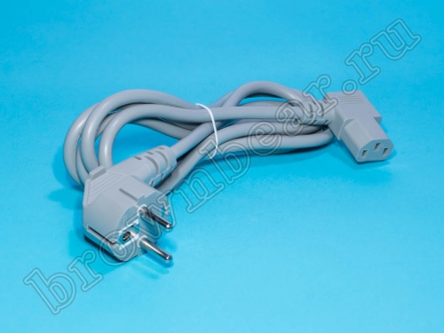 Кабель (шнур) питания 220В IEC320, CEE7/7 - C13, угловой, серый, 10А (3x0.75мм²), 1.8 метра фото 2