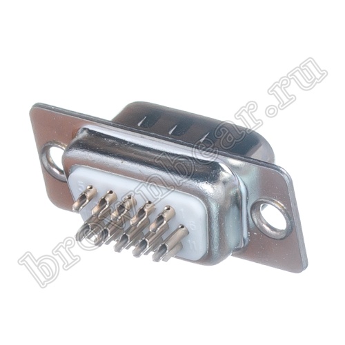 Разъем D-SUB 15 контактов высокой плотности, вилка на кабель, пайка DHS-15M фото 2